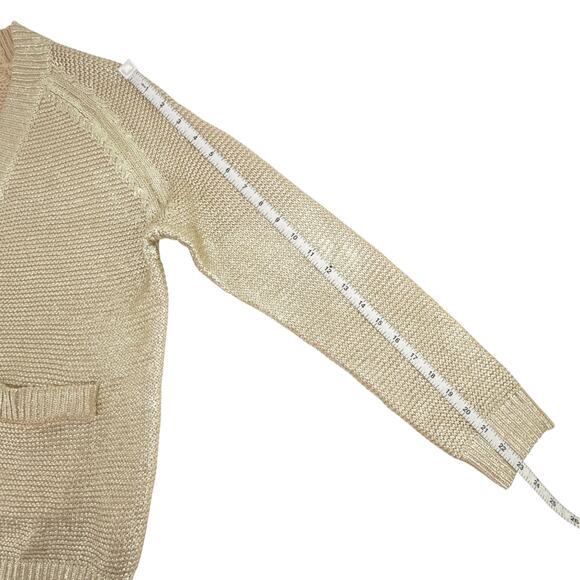 THE GREAT. The Varsity Cardigan Gold Shimmer 0|XS - Picture 11 of 11